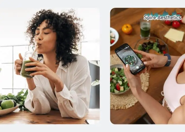 Image of woman looking into her diet and fat freezing Bury to improve her health