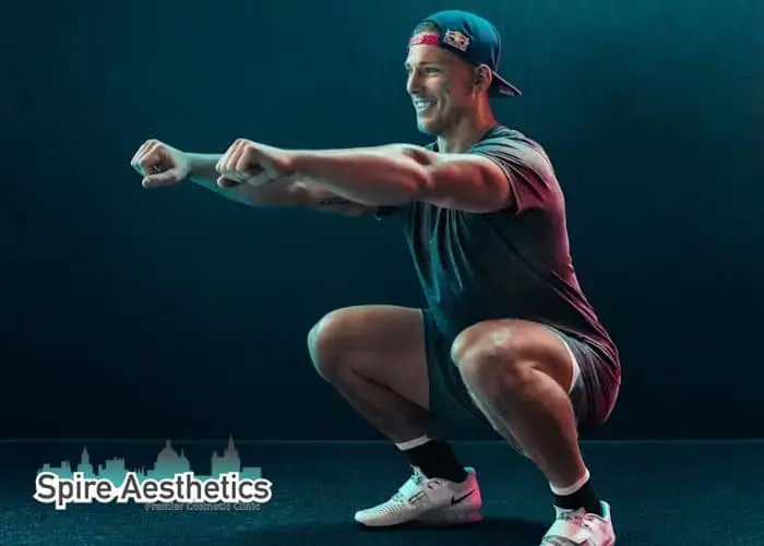 Image of man build leg muscle Bury through exercise